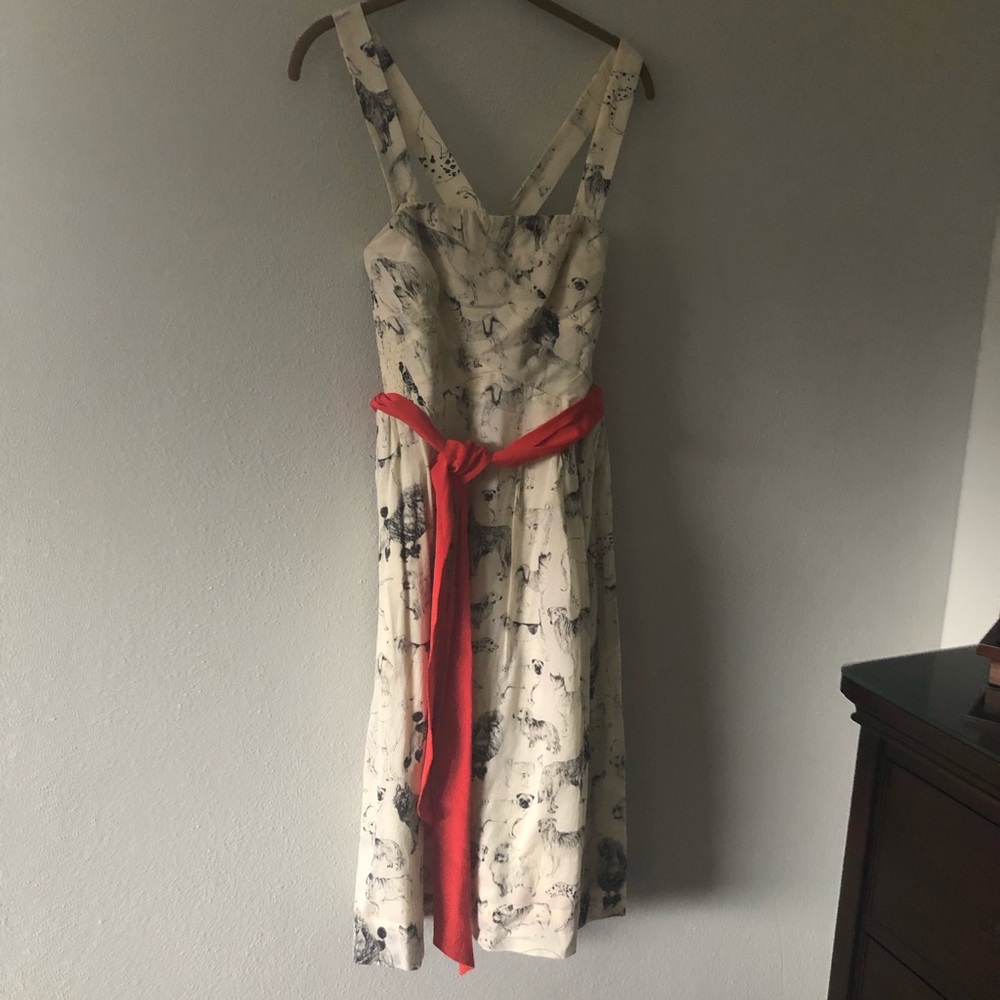 Chic Dog Print Dress w Sash & removable straps